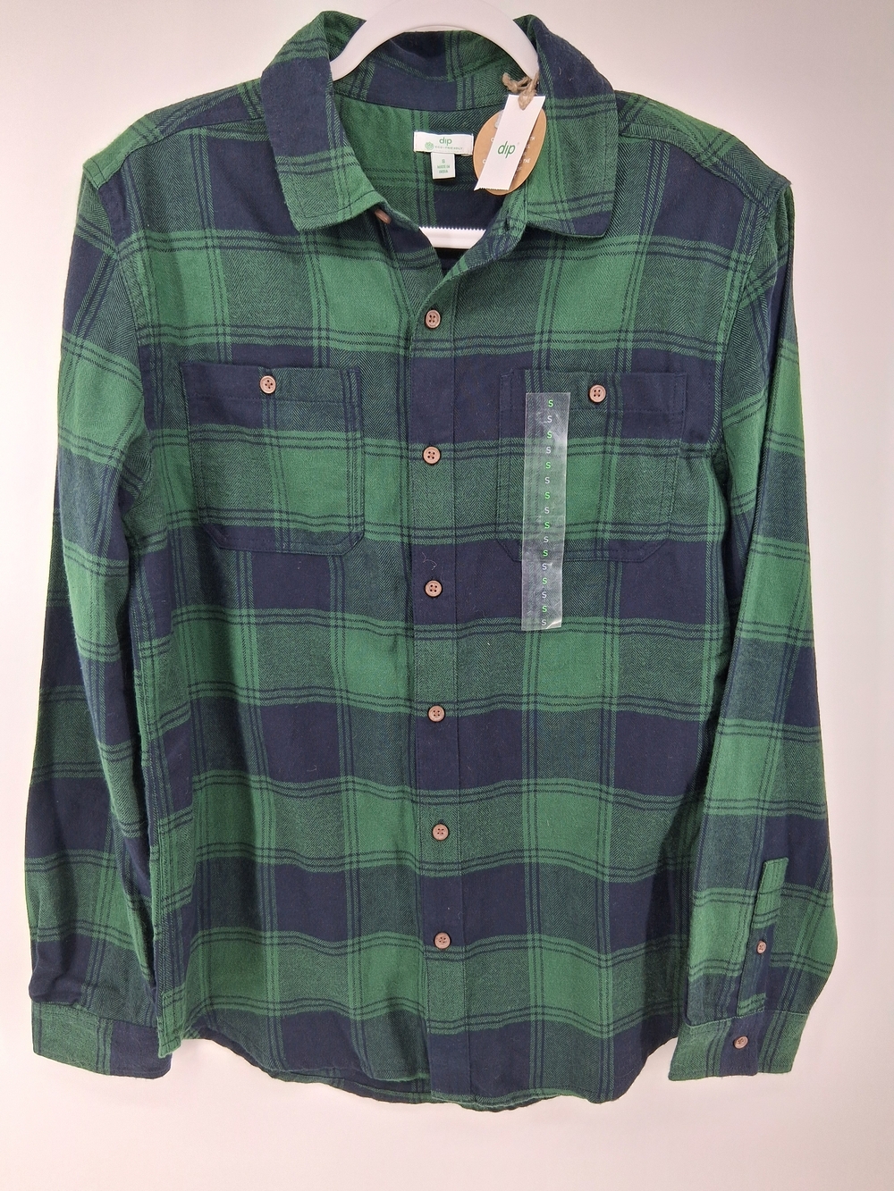 dip Green & Navy Plaid Casual Button-Down Shirt